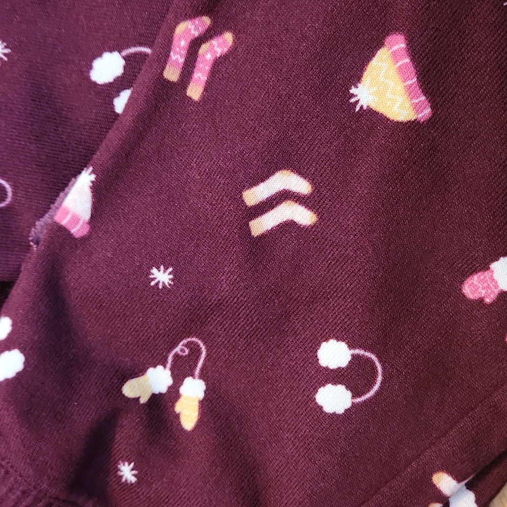 LC Lauren Conrad Burgundy Feline Fine Pajama Set PJs Sz L - Picture 4 of 5